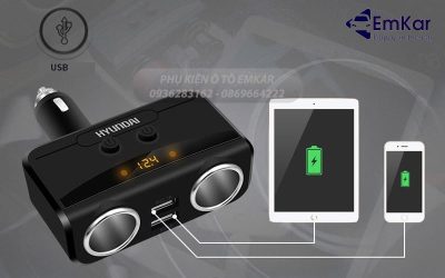 Tẩu Sạc Ô Tô Hyundai 2 Cổng 12V và 2 Cổng USB chính hãng