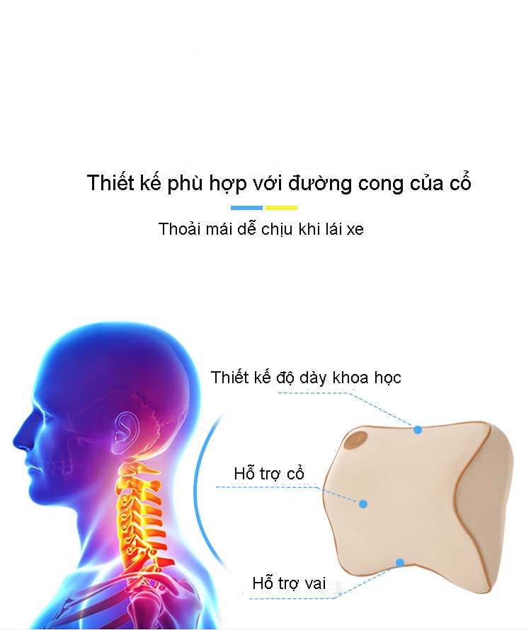 Bộ Gối Tựa Đầu Và Tựa Lưng Cao Su Non Cho Ô Tô